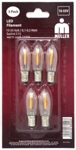 LED-5er-Riffelkerzenblister 10-55V 0,1-0,2W