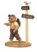 Bear, male, hiker at signpost