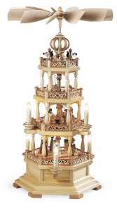 Pyramid Christmas story w.angels, 3-tier, natural