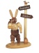 Easter bunny, male, hiker at signpost